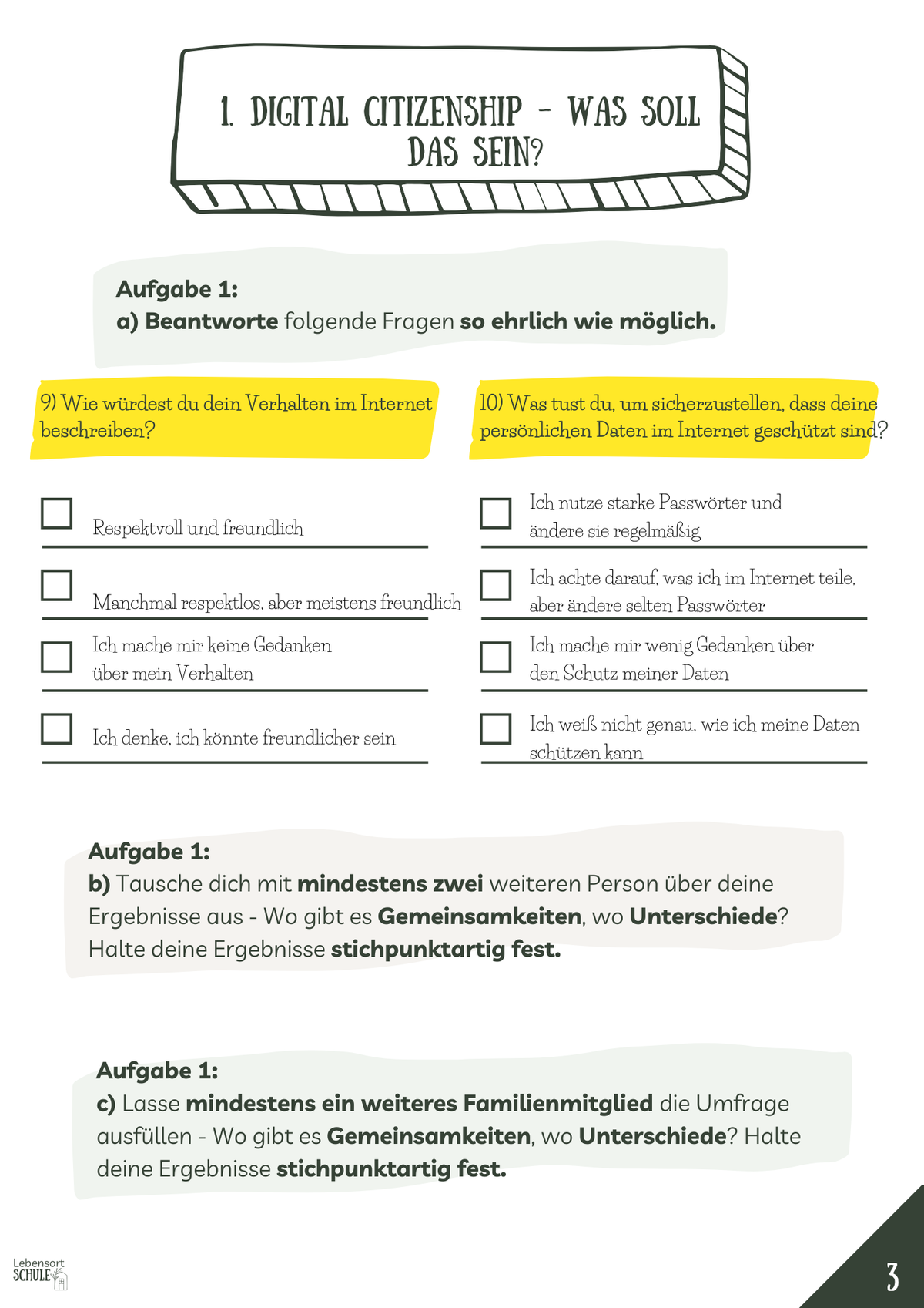 Projektheft "Digital Citizenship": Was soll das sein?