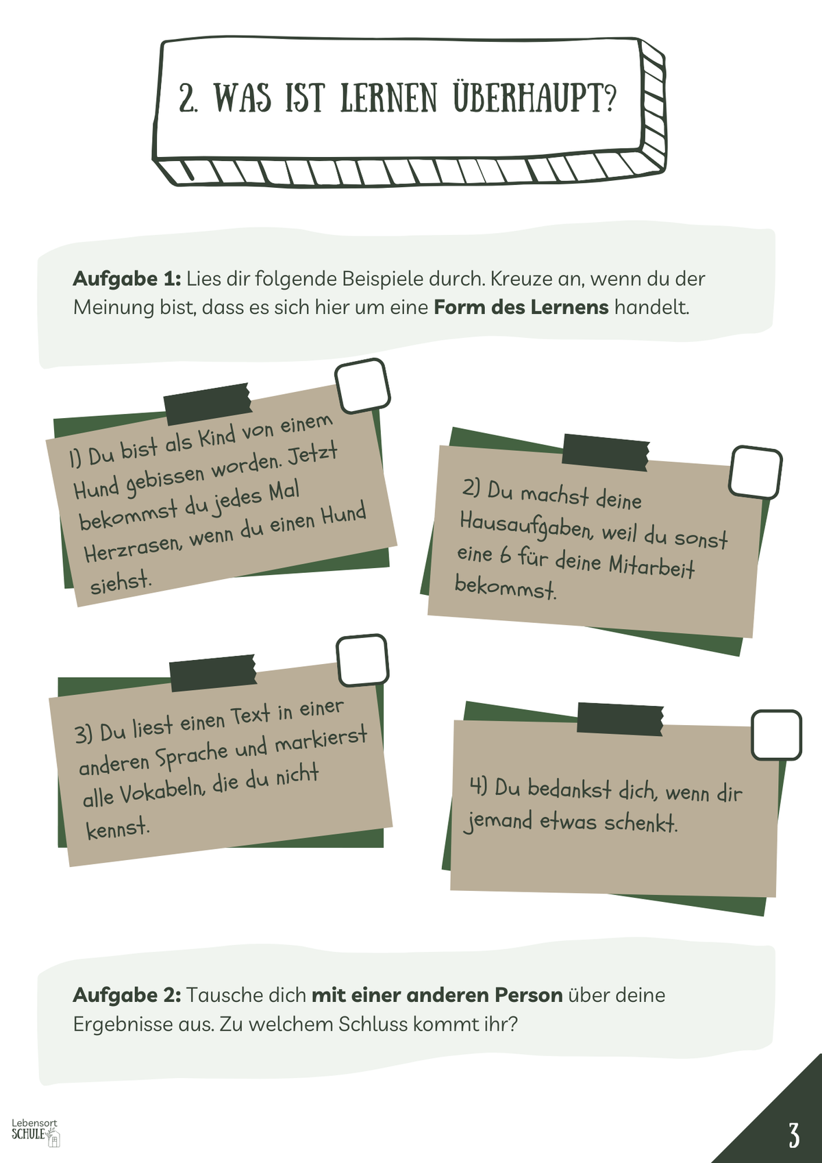 Projektheft "Das Lernen und ich": Warum lerne ich (nicht)?