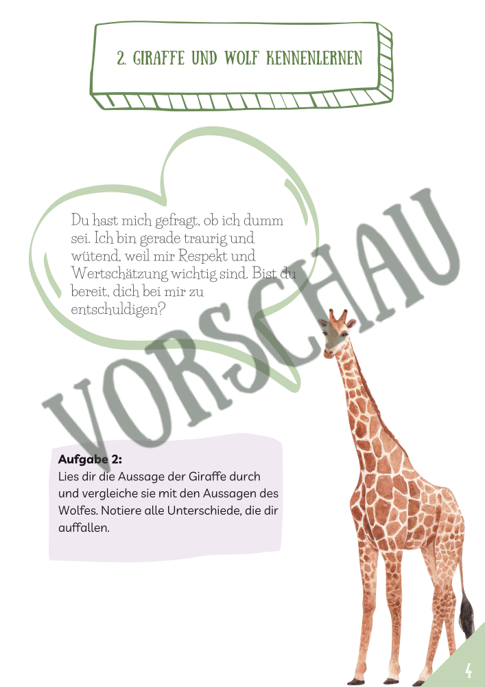 Giraffe und Wolf kennenlernen