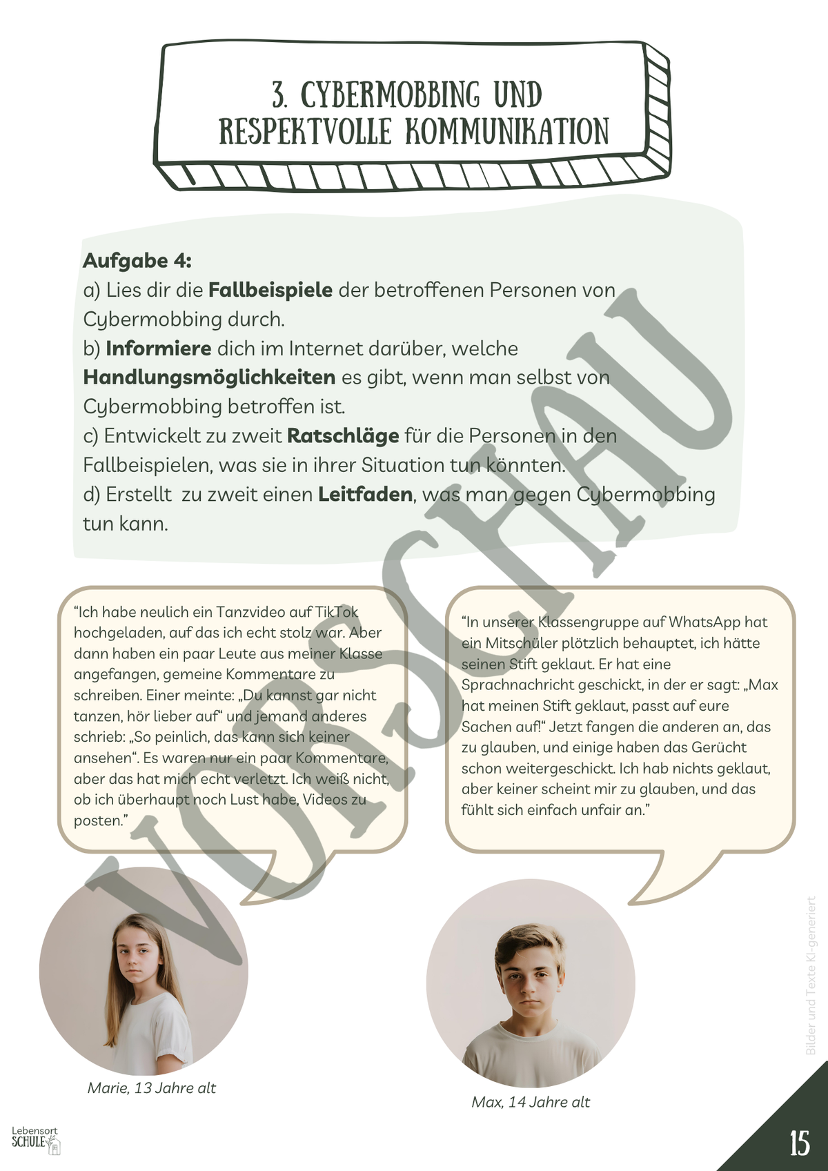 Projektheft "Digital Citizenship": Cybermobbing und respektvolle Kommunikation