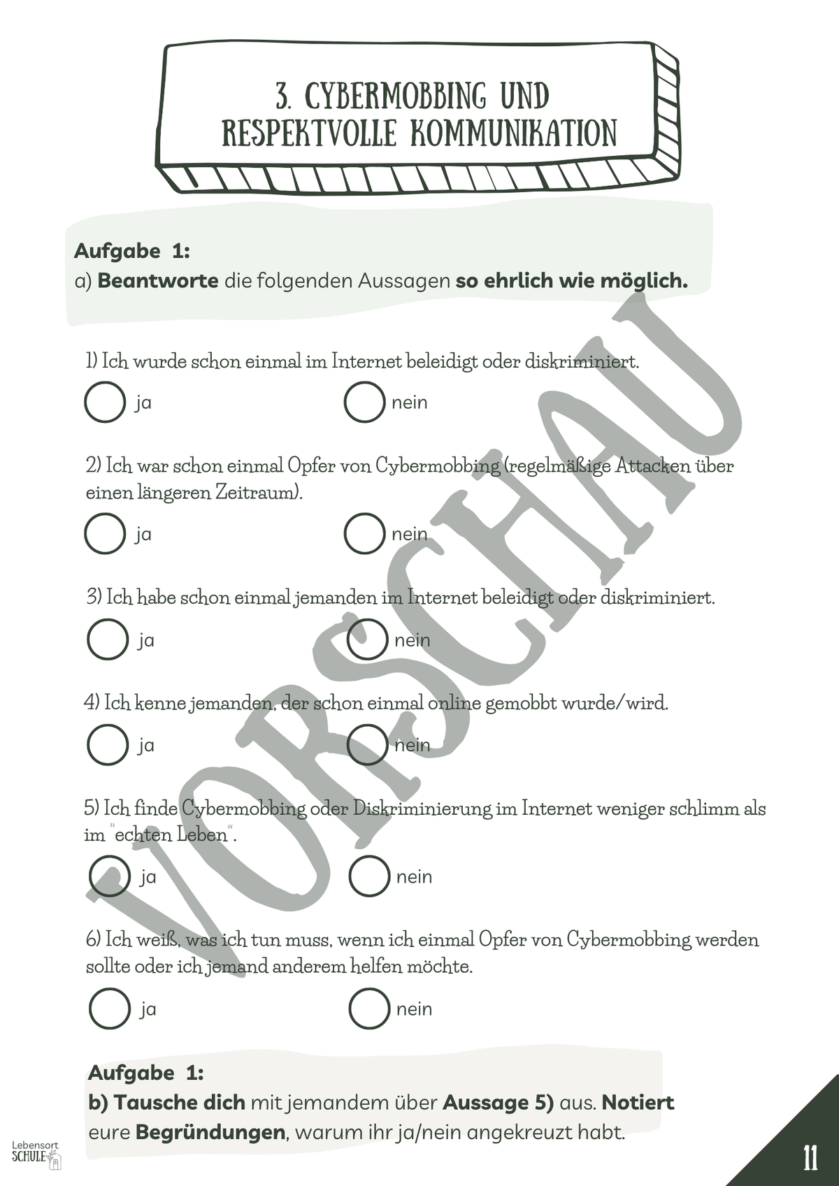 Projektheft "Digital Citizenship": Cybermobbing und respektvolle Kommunikation