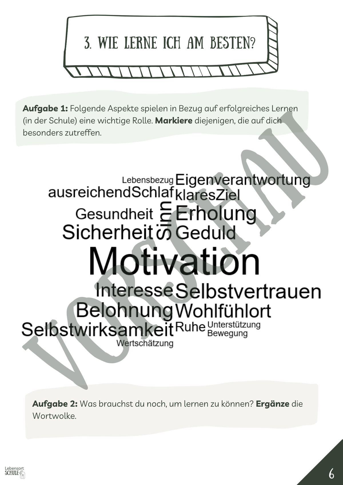 Projektheft "Das Lernen und ich": Wie lerne ich am besten?