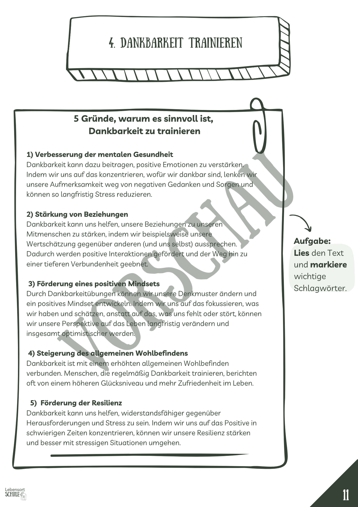 Projektheft "Die Macht des Mindsets": Dankbarkeit trainieren