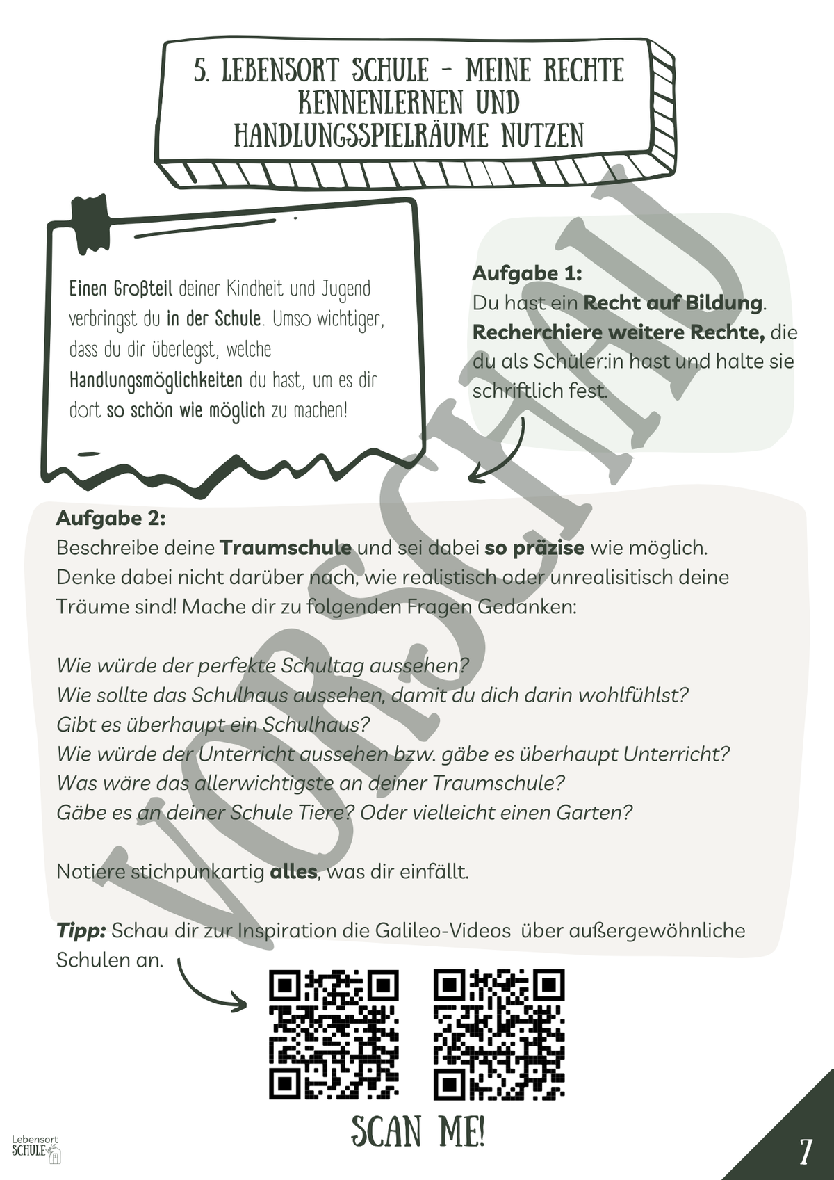 Projektheft "Schule geht auch anders - aber wie?": Meine Rechte kennenlernen