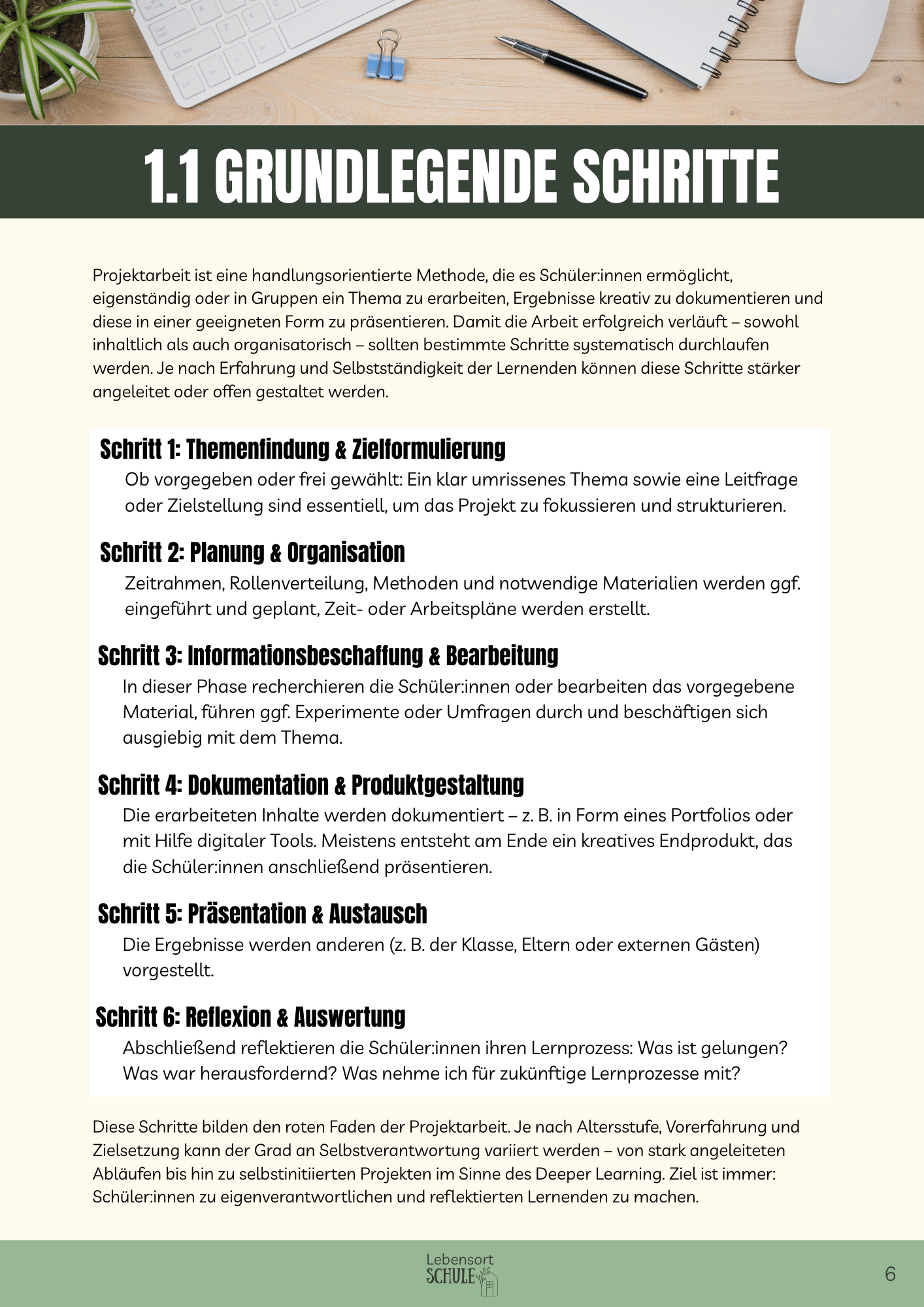 Praxisheft Projektarbeit: Grundlegende Schritte