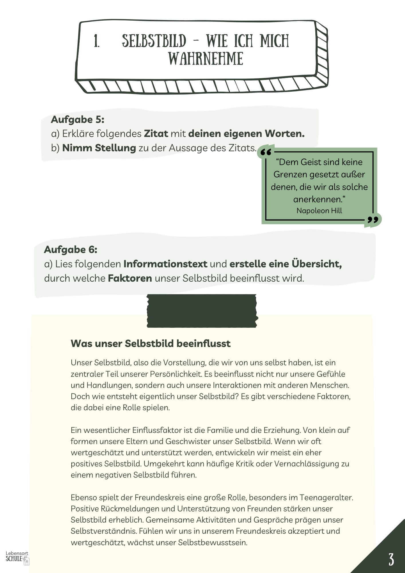 Projektheft "Selbstbild. Fremdbild. Körperbild": Wie ich mich wahrnehme