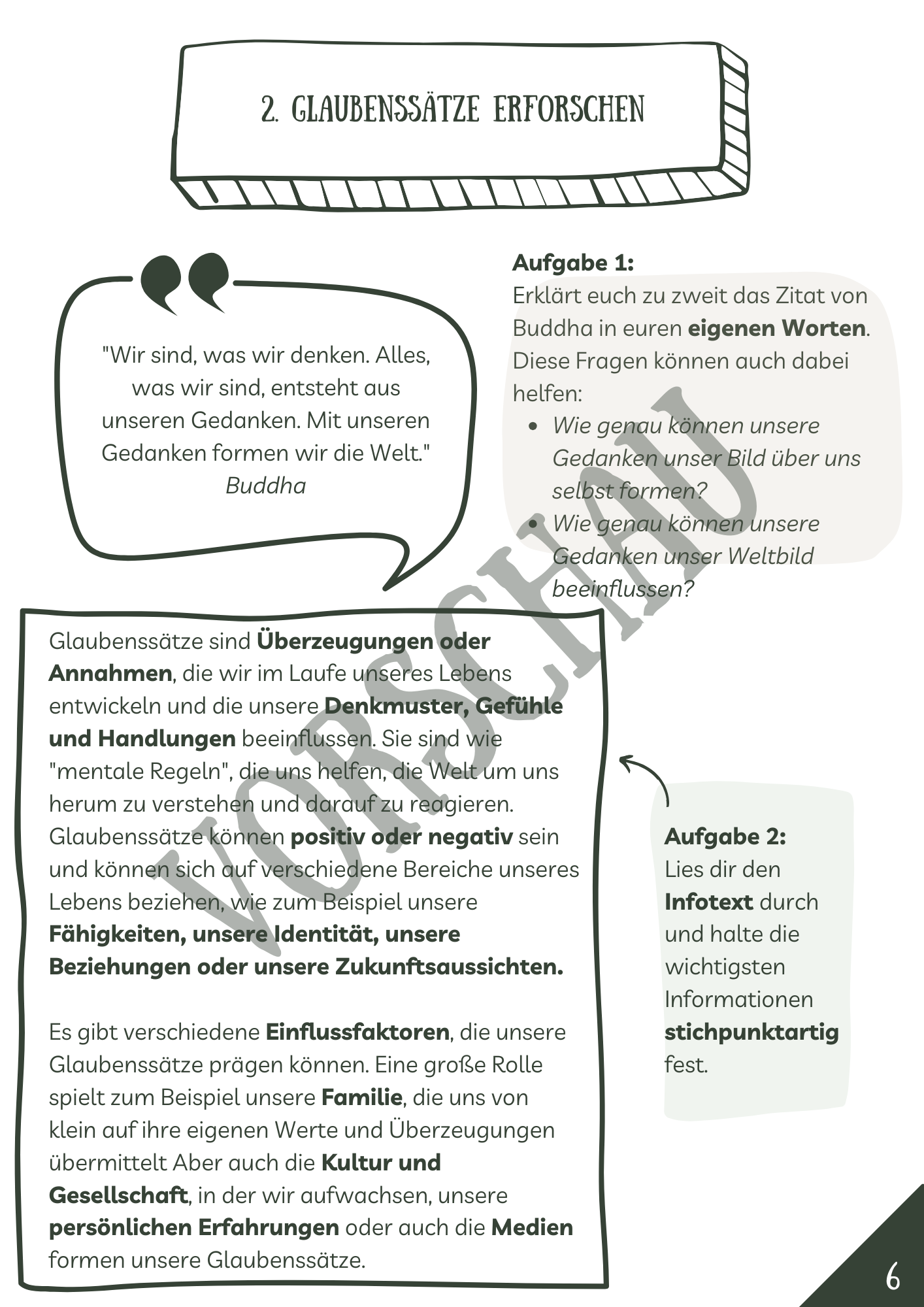 Projektheft "Die Macht des Mindsets": Glaubenssätze erforschen