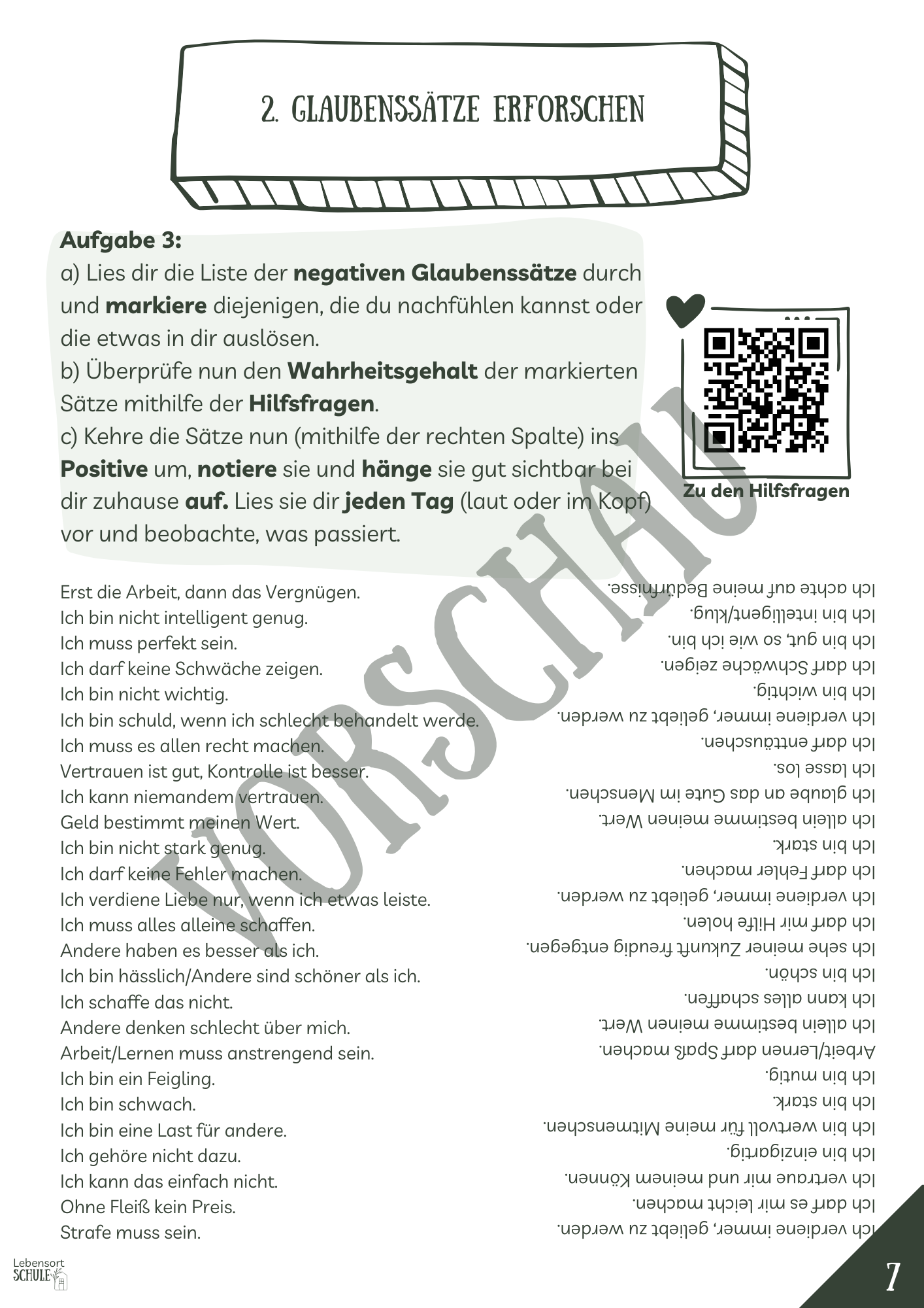 Projektheft "Die Macht des Mindsets": Glaubenssätze erforschen