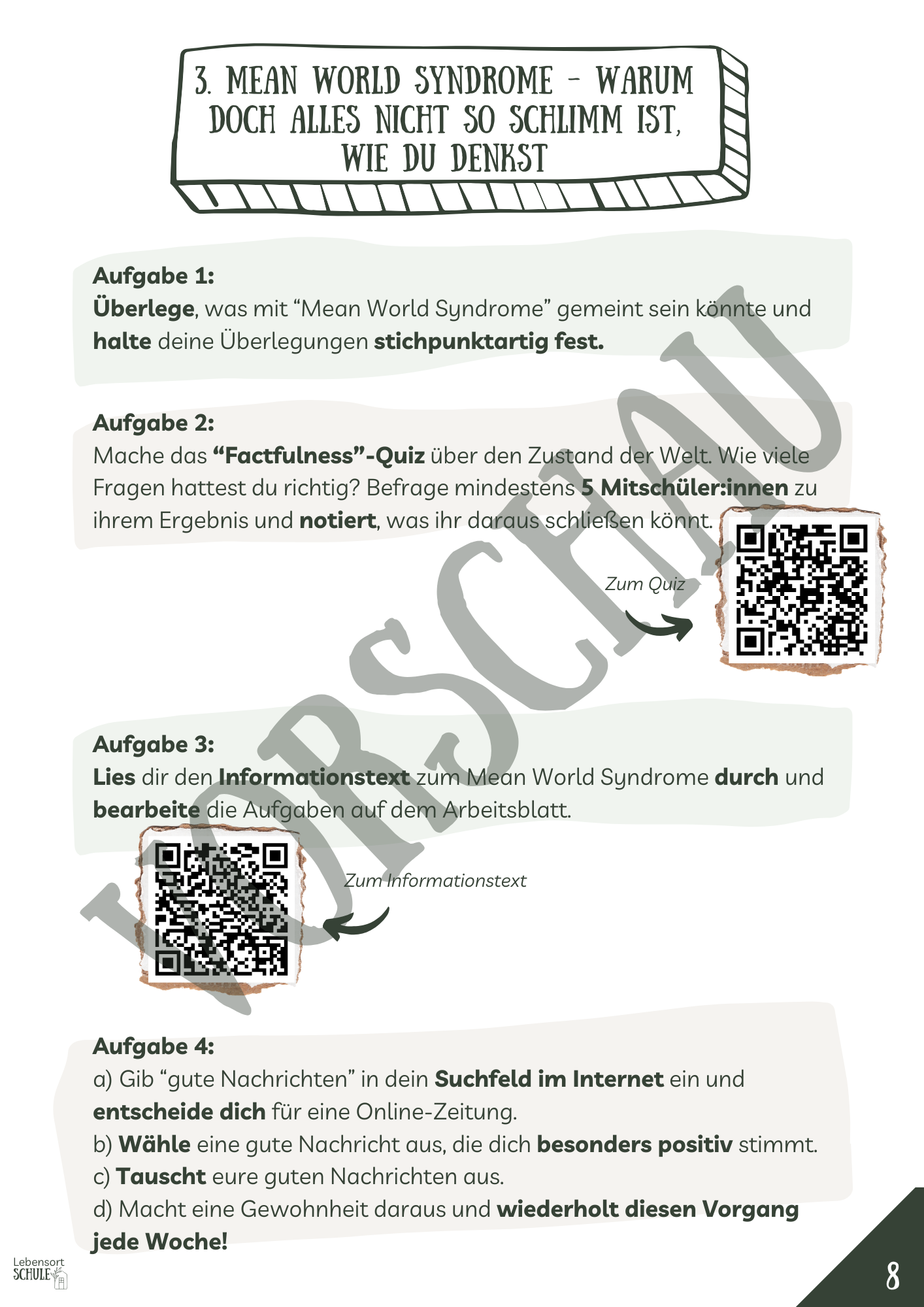 Projektheft "Umgang mit globalen Krisen": Mean World Syndrome