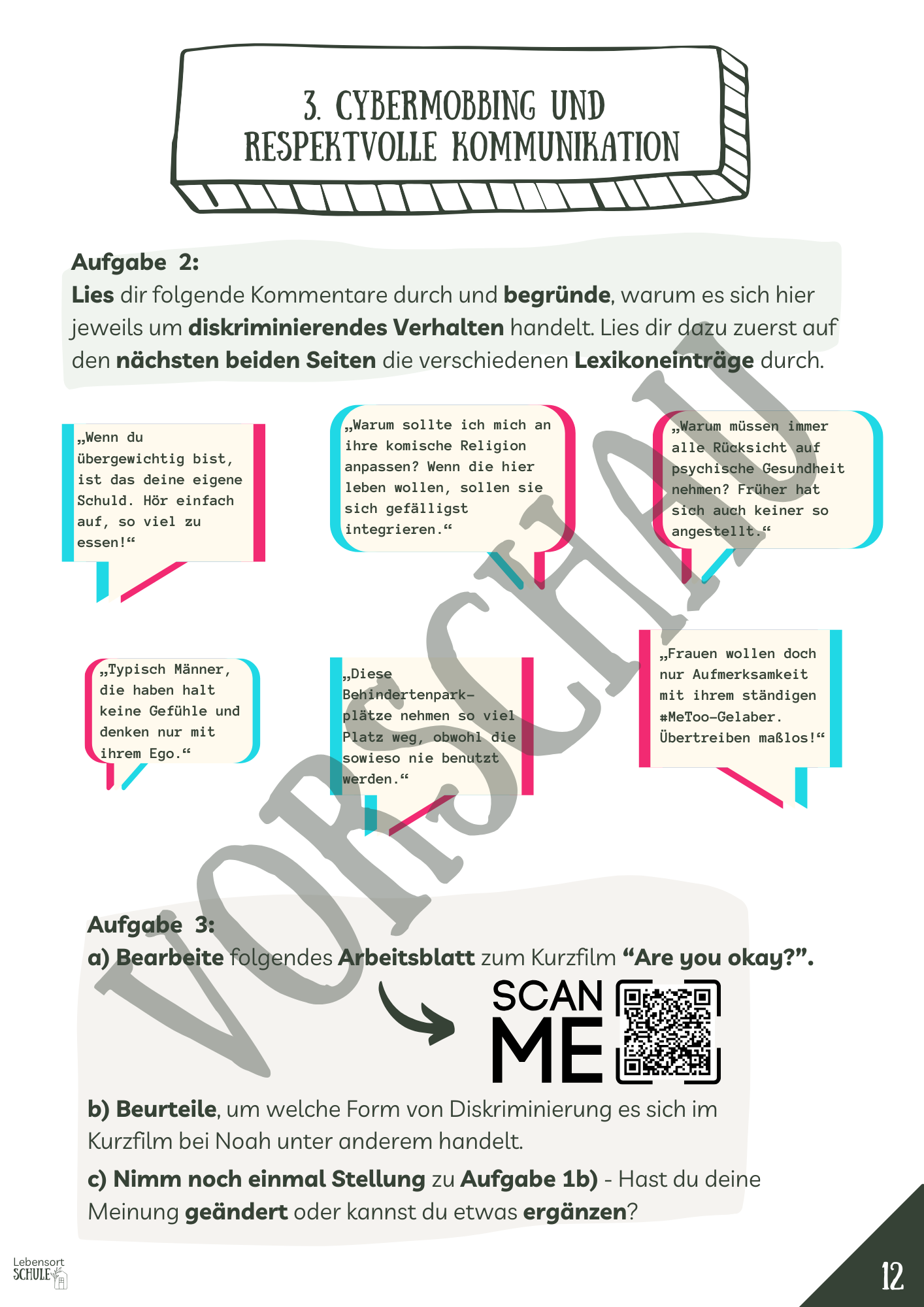 Projektheft "Digital Citizenship": Cybermobbing und respektvolle Kommunikation