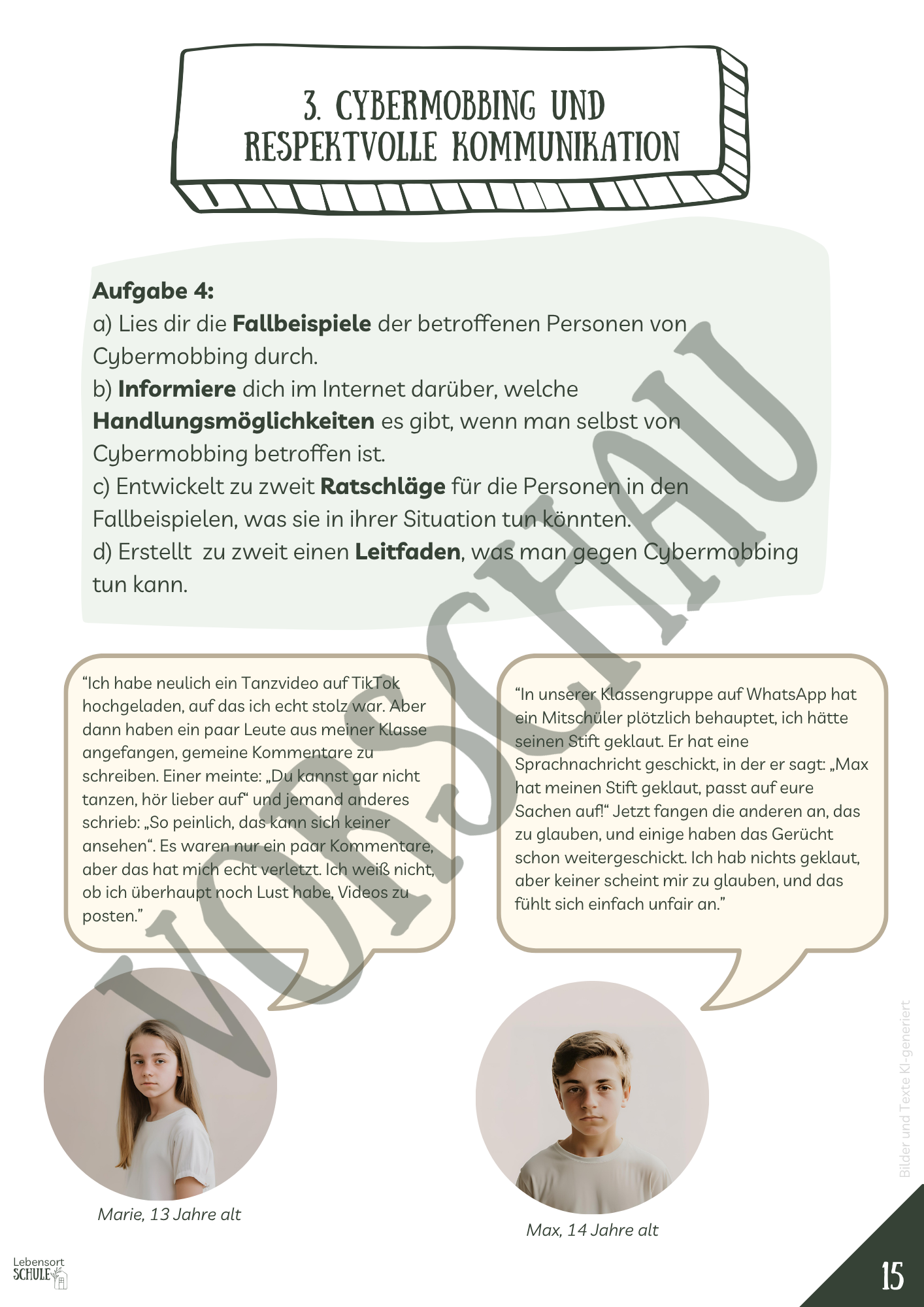 Projektheft "Digital Citizenship": Cybermobbing und respektvolle Kommunikation