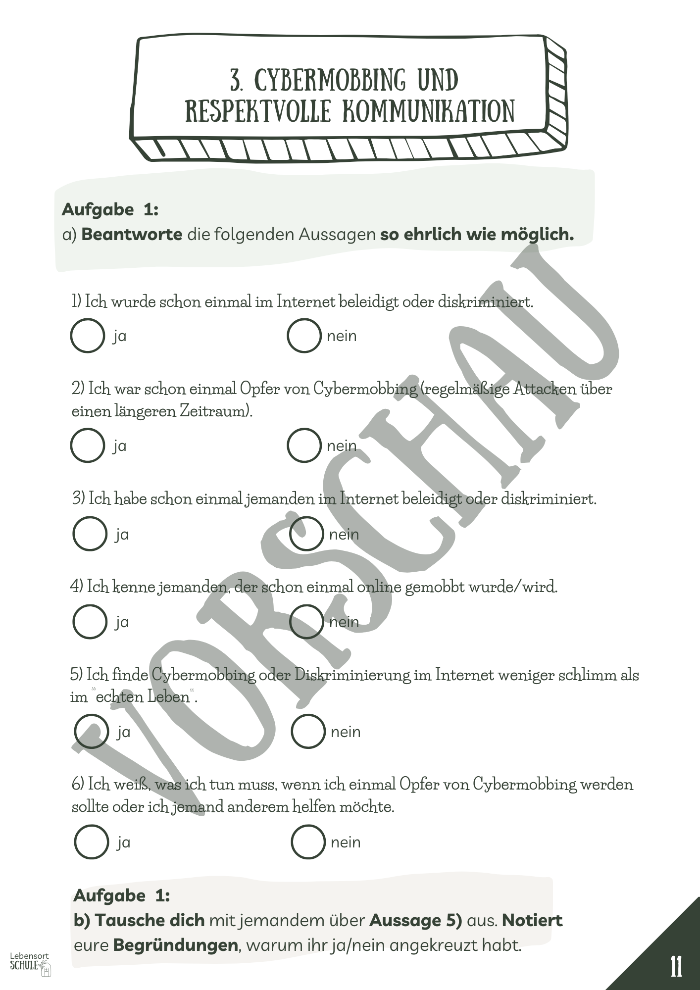 Projektheft "Digital Citizenship": Cybermobbing und respektvolle Kommunikation