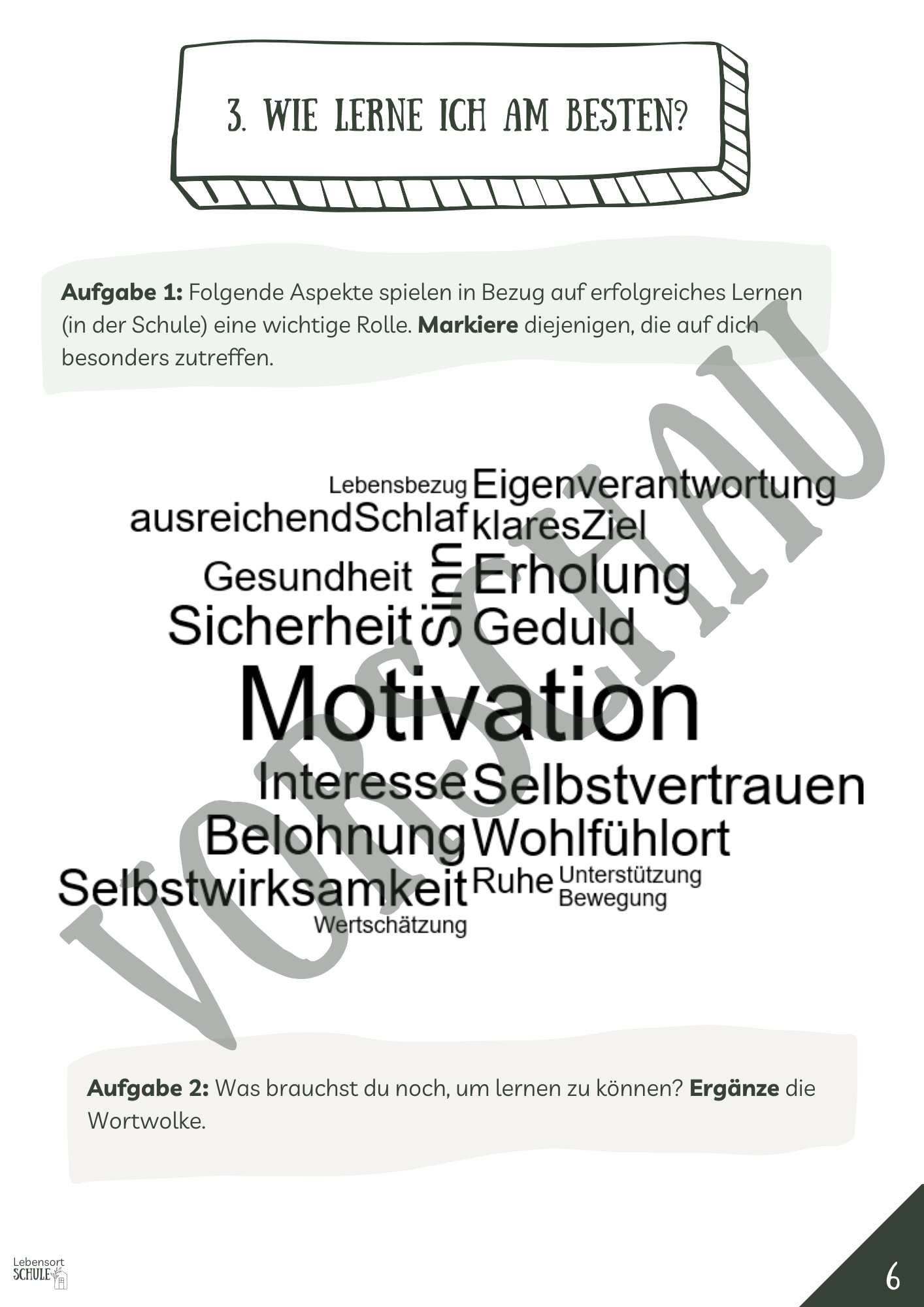 Projektheft "Das Lernen und ich": Wie lerne ich am besten?