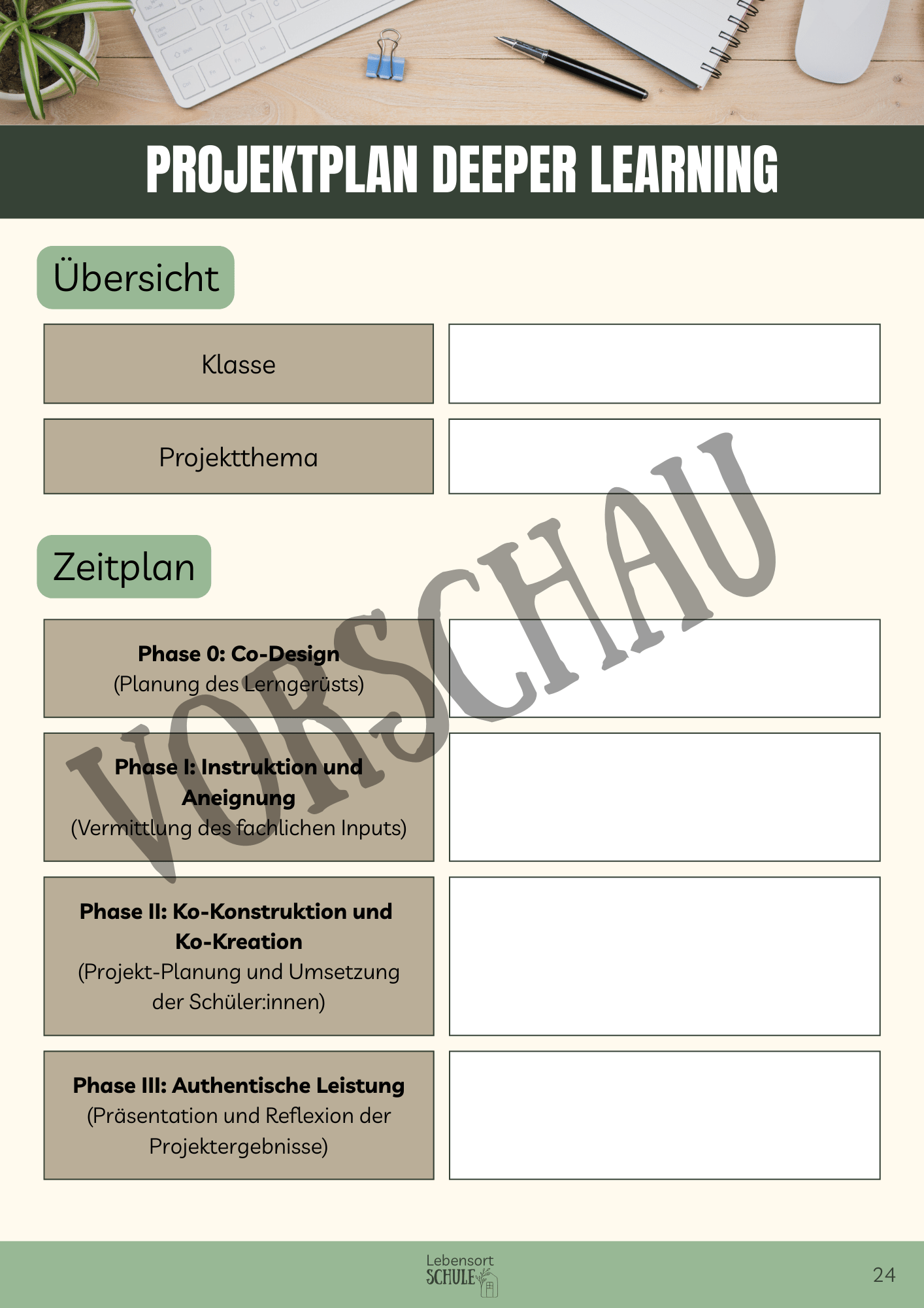 Praxisheft Projektarbeit: Projektplan Deeper Learning