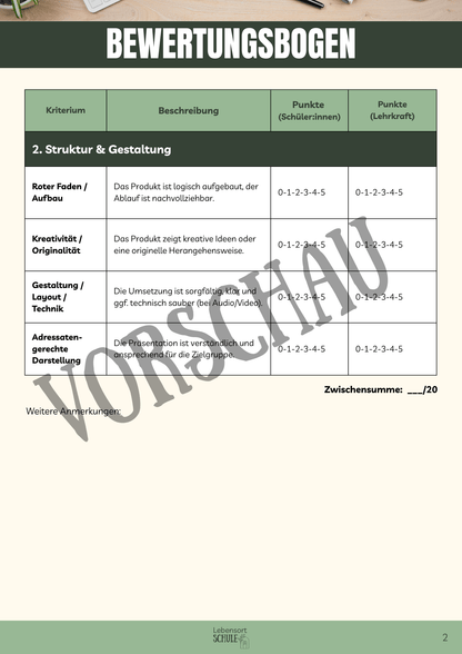 Praxisheft Projektarbeit: Bewertungsbogen