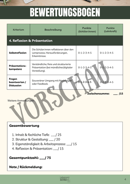 Praxisheft Projektarbeit: Bewertungsbogen