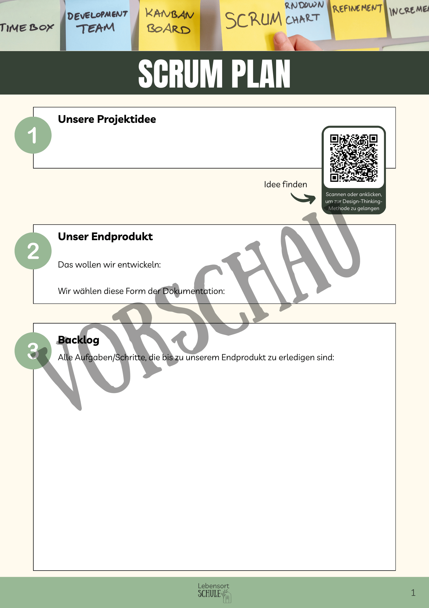 Praxisheft Projektarbeit: Scrum-Plan