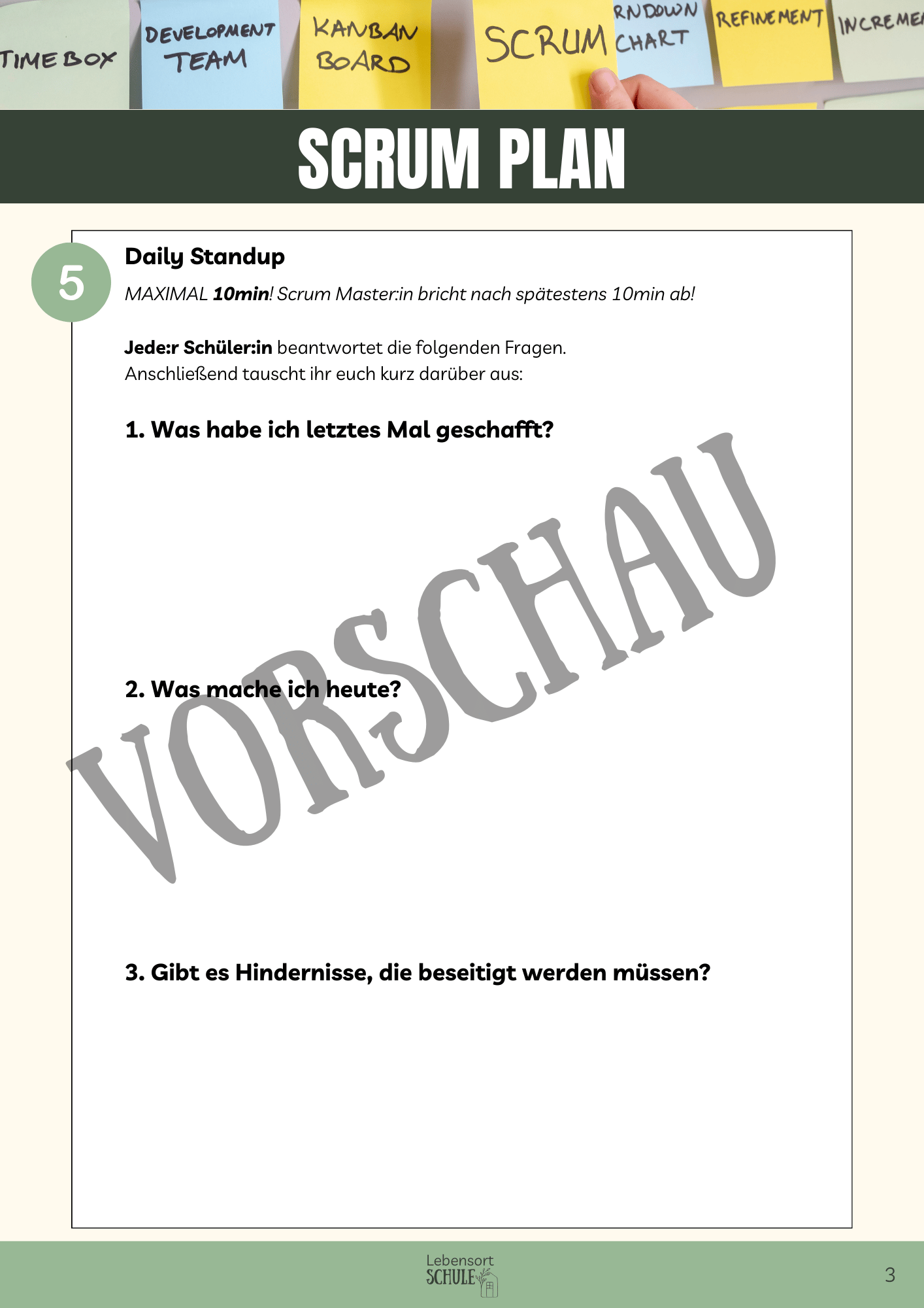 Praxisheft Projektarbeit: Scrum-Plan