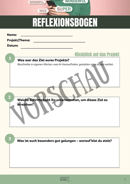 Praxisheft Projektarbeit: Reflexionsbogen