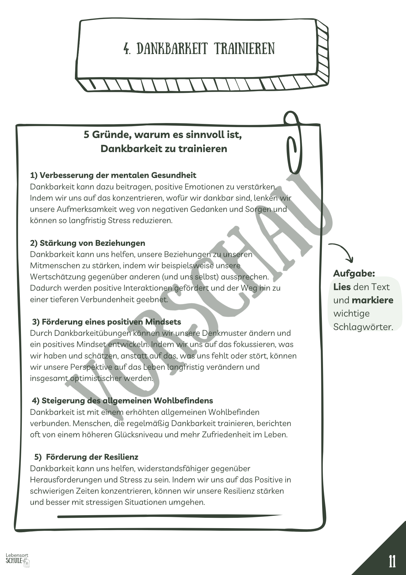 Projektheft "Die Macht des Mindsets": Dankbarkeit trainieren