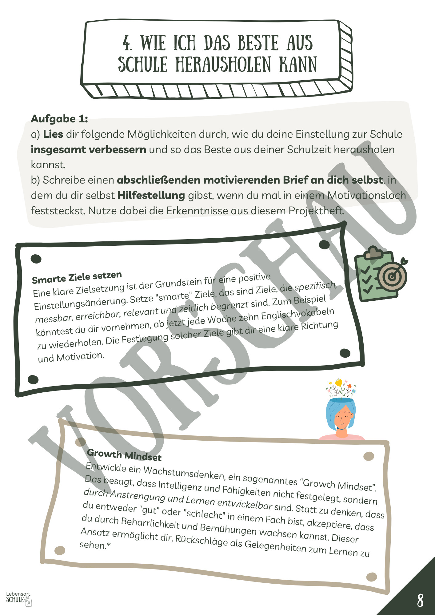 Projektheft "Das Lernen und ich": Wie ich das Beste aus Schule herausholen kann