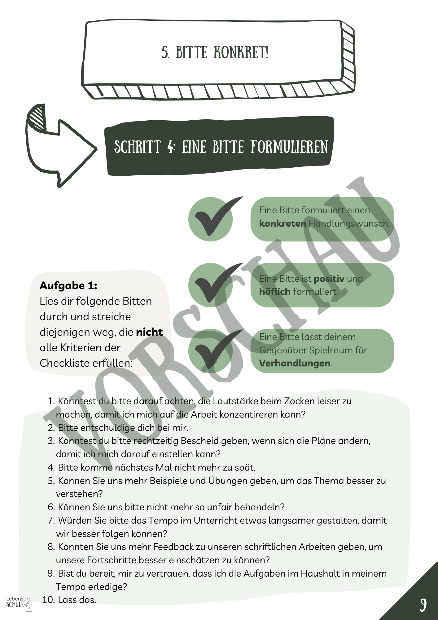 Projektheft "Die gewaltfreie Kommunikation": Schritt 4 - Bitte formulieren