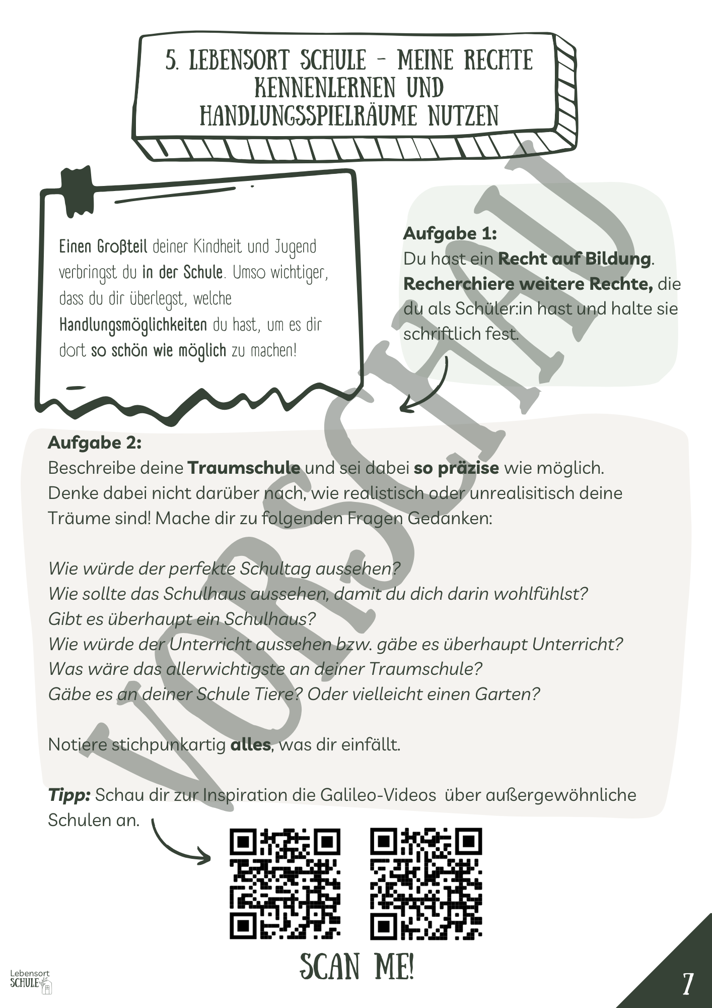 Projektheft "Schule geht auch anders - aber wie?": Meine Rechte kennenlernen