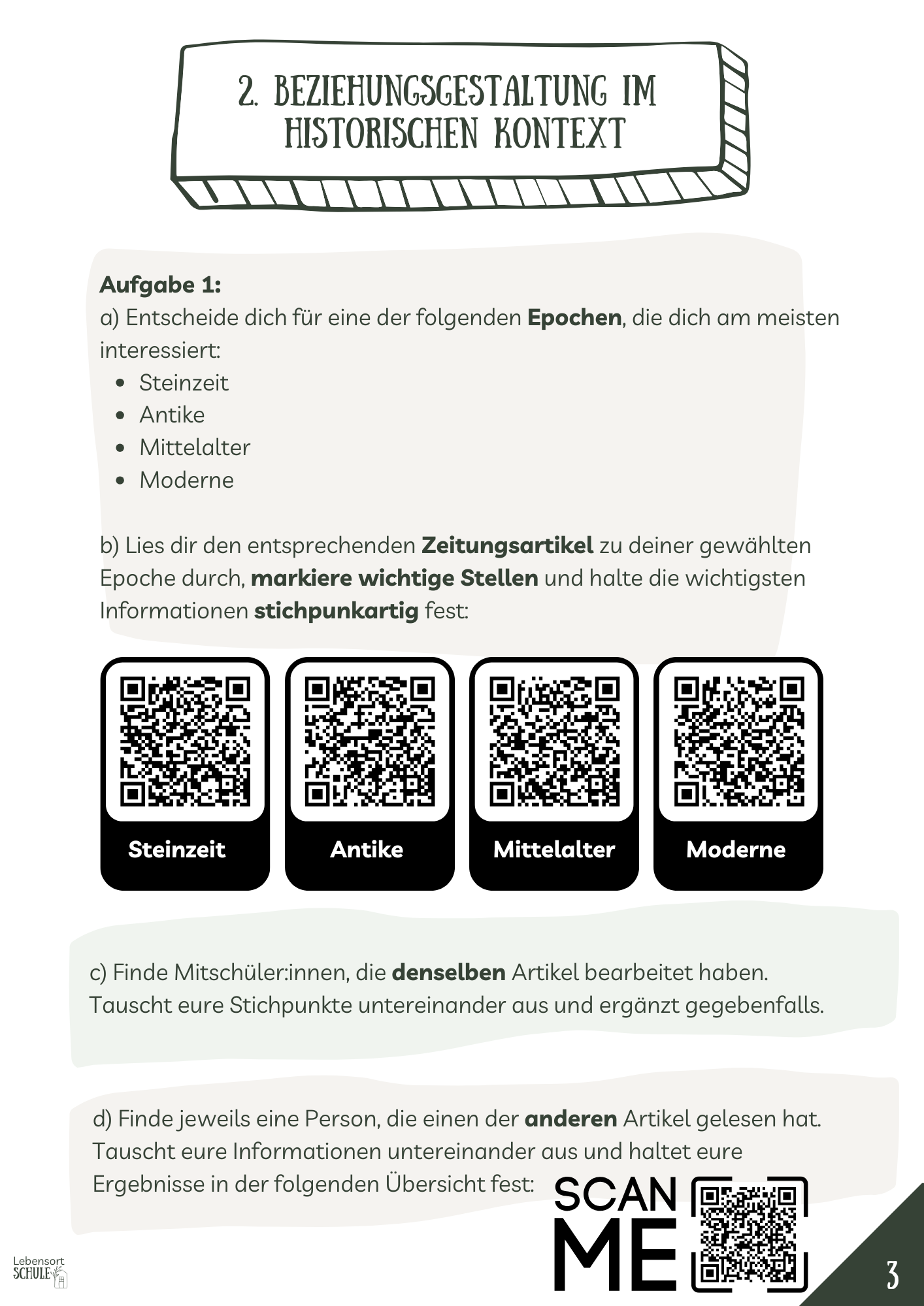 Projektheft "Beziehungen verstehen": Beziehungen im historischen Kontext