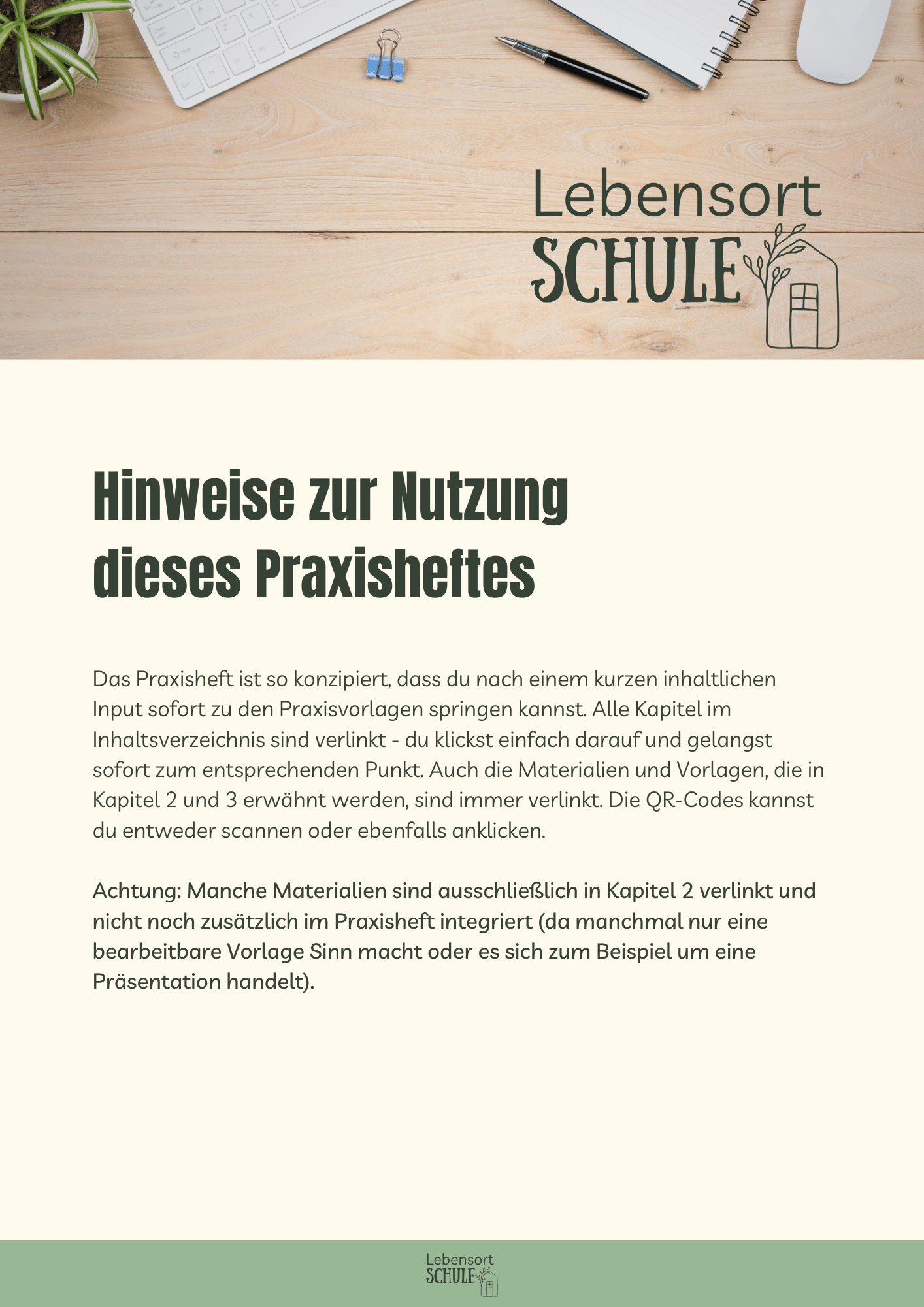 Praxisheft Projektarbeit: Hinweise zur Nutzung