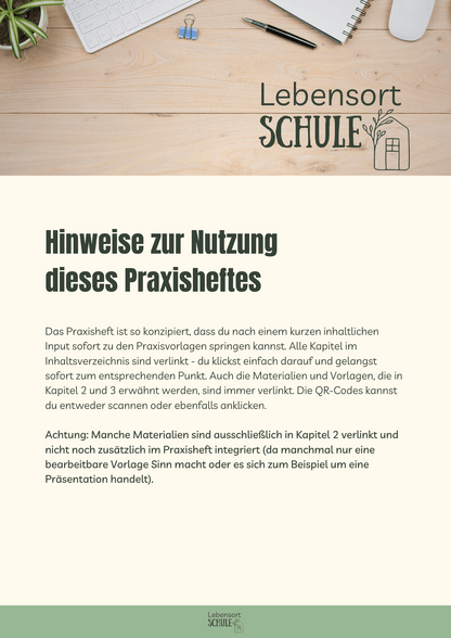 Praxisheft Projektarbeit: Hinweise zur Nutzung