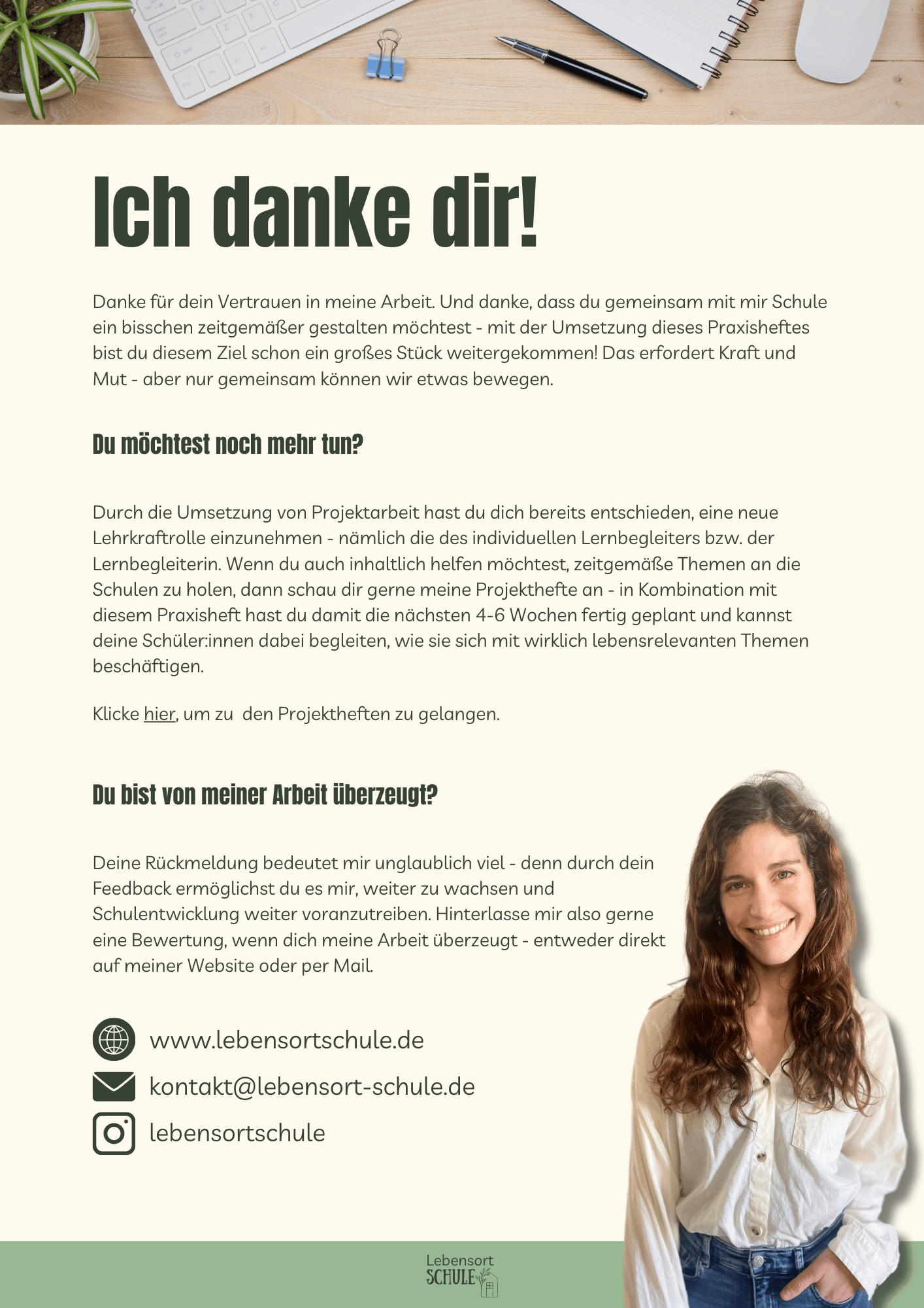 Praxisheft Projektarbeit: Danke und Konktakt