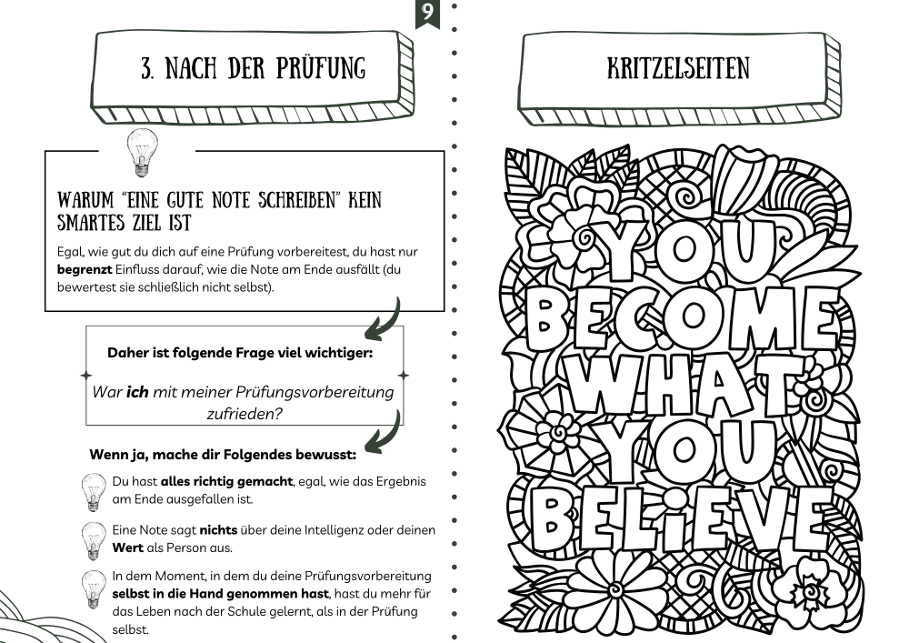 Handbuch zur Prüfungsvorbereitung - Nach der Prüfung und Kritzelseiten